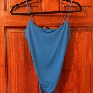 Zara Bright Blue Spaghetti Strap Bodysuit